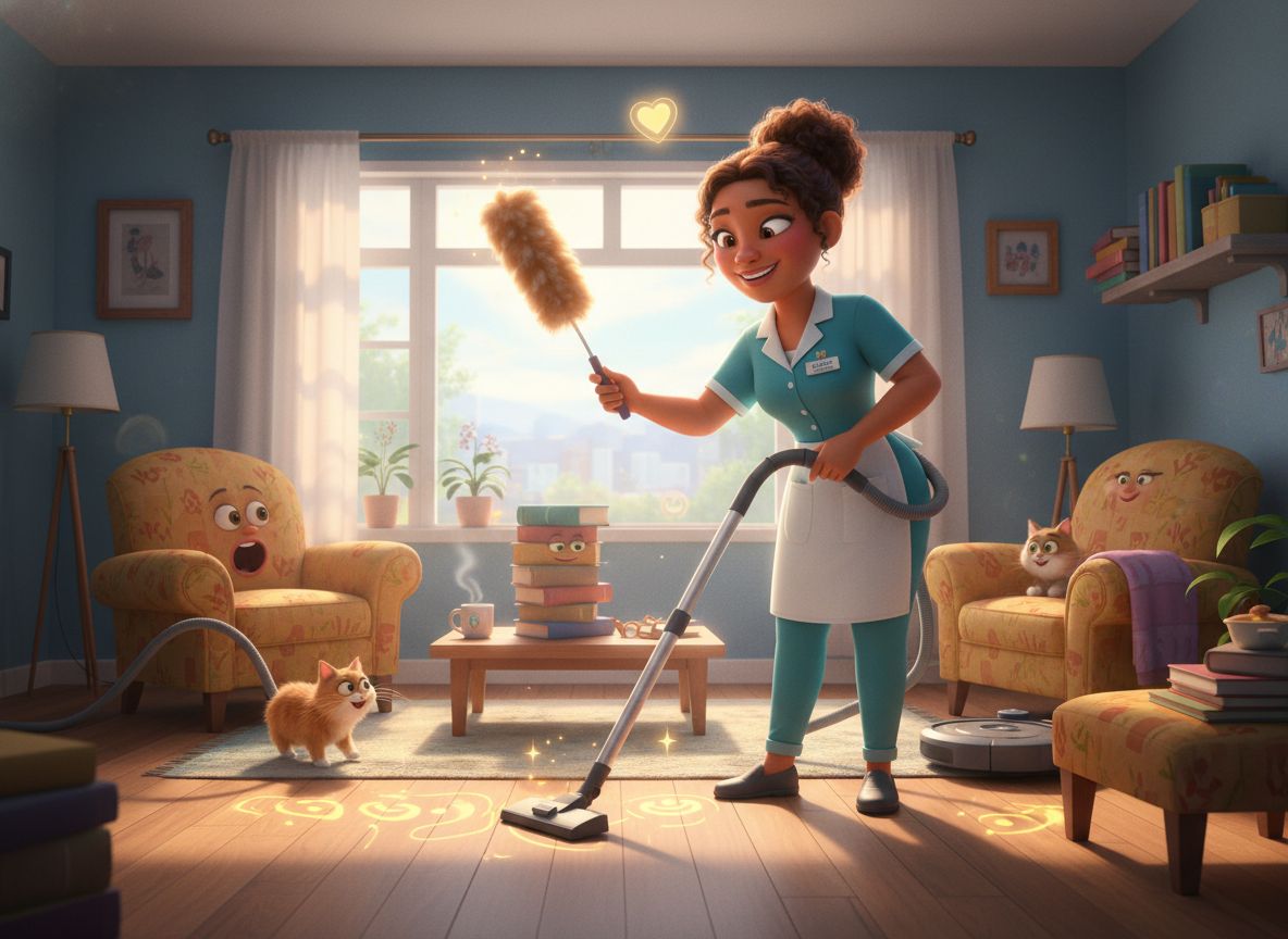 Cleaning professional in a real home environment