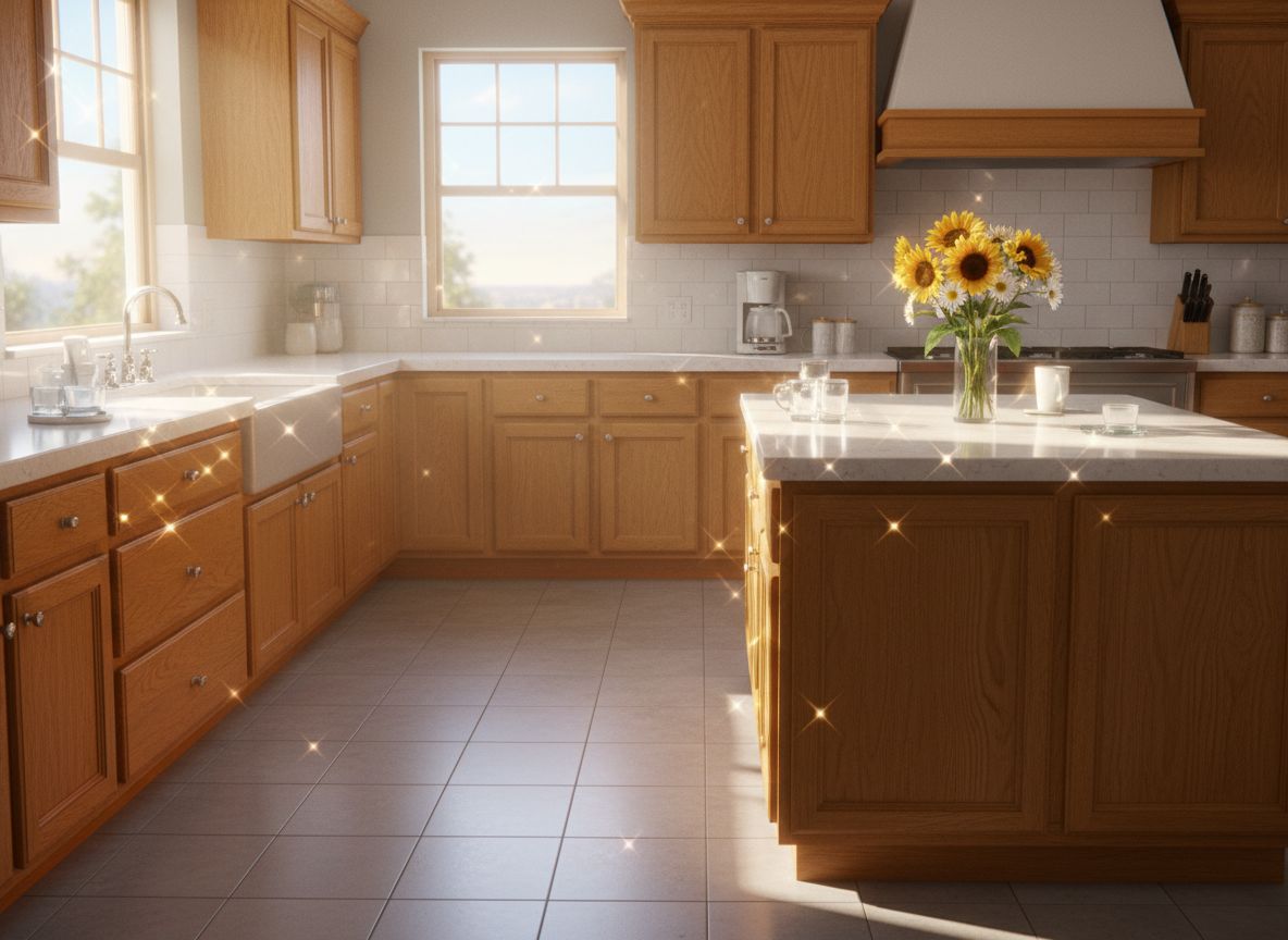 A tidy, gleaming kitchen or living room after a professional clean
