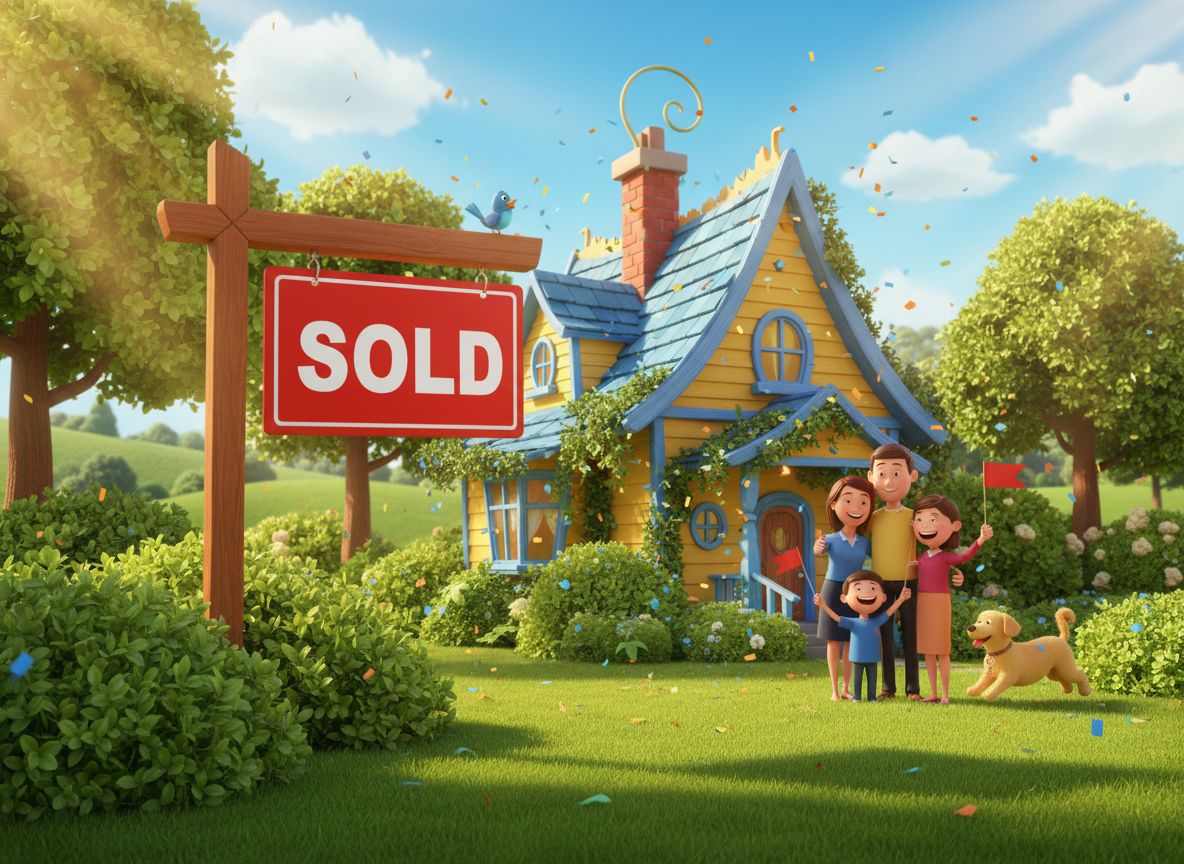 A 'For Sale' or 'Sold' board outside a property