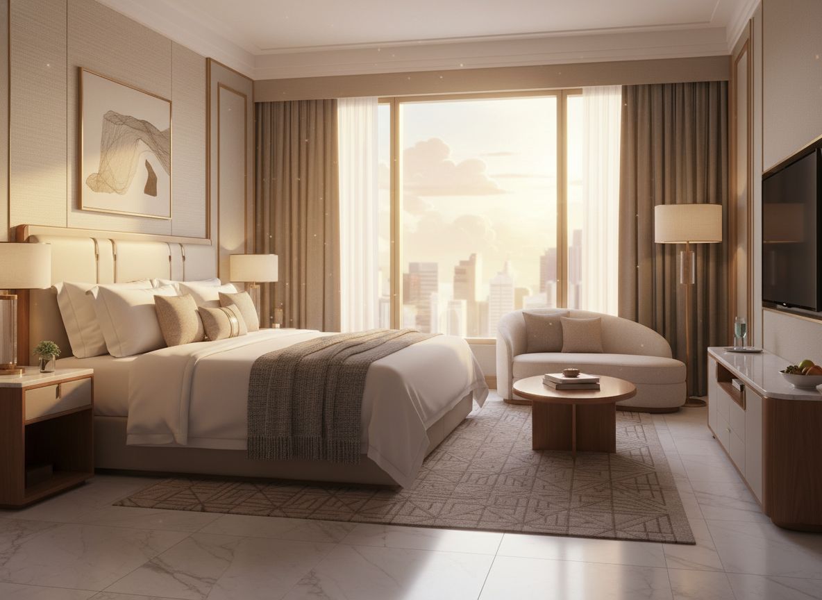 A hotel room or suite