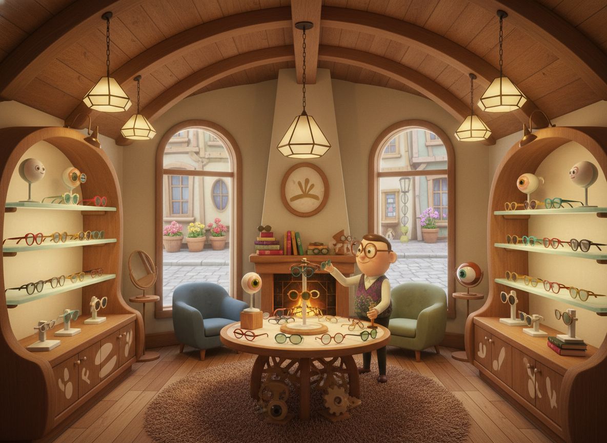 A well-curated frame display in an independent optician