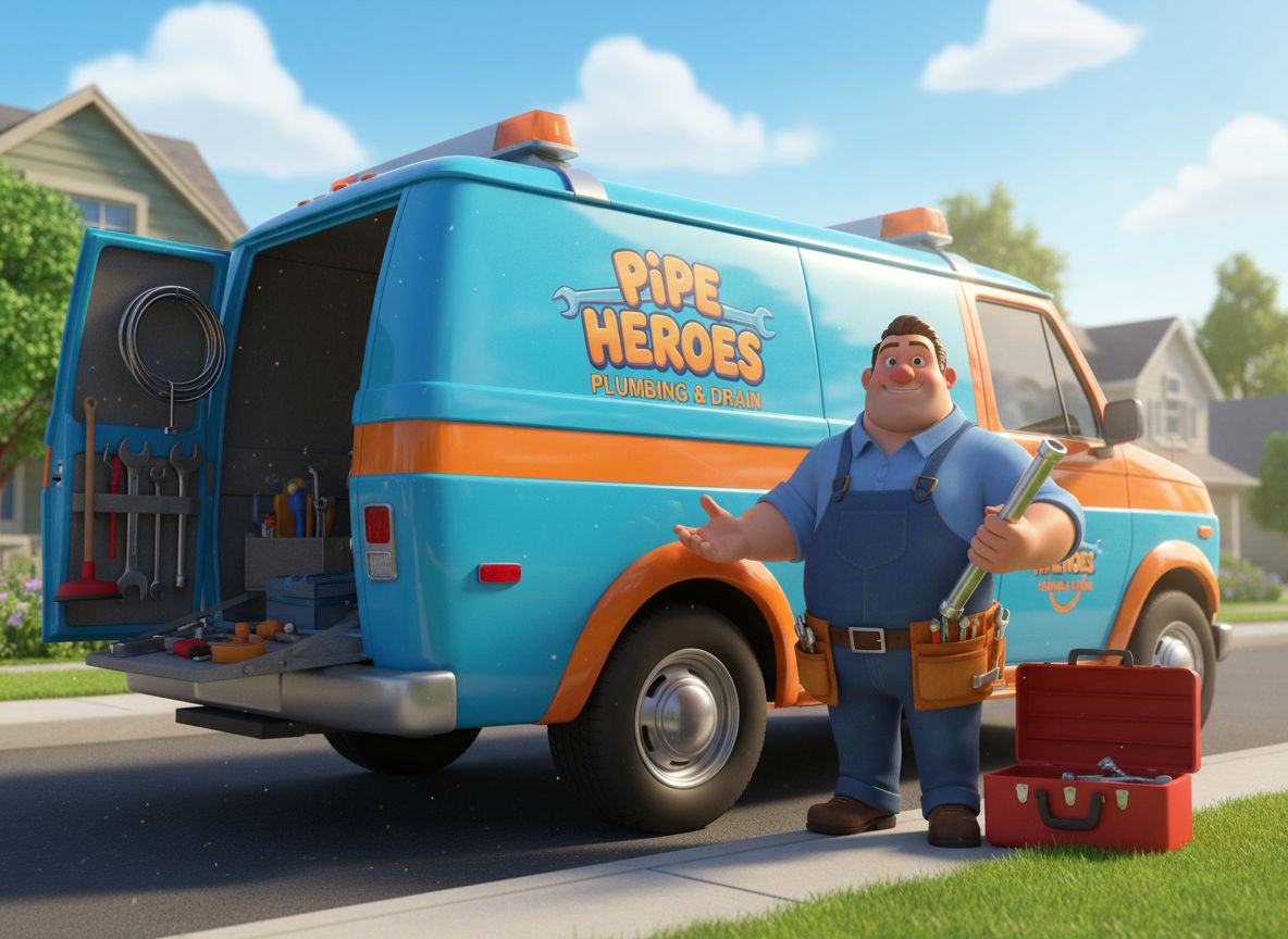 Local plumbing van with tools on display and a friendly plumber beside it