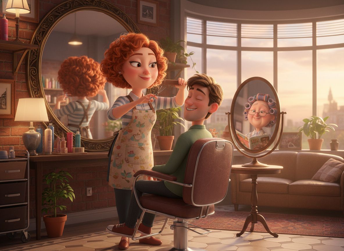 A stylist working on a client's hair